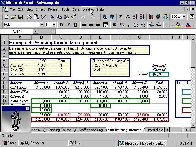 Excel 97 Spreadsheet with Clippy (1997)